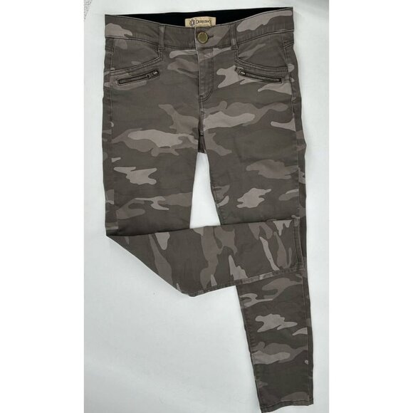 Democracy AB Solution Ankle Skimmer Jeans Green Camouflage Skinny Stretch 6 - Picture 5 of 7